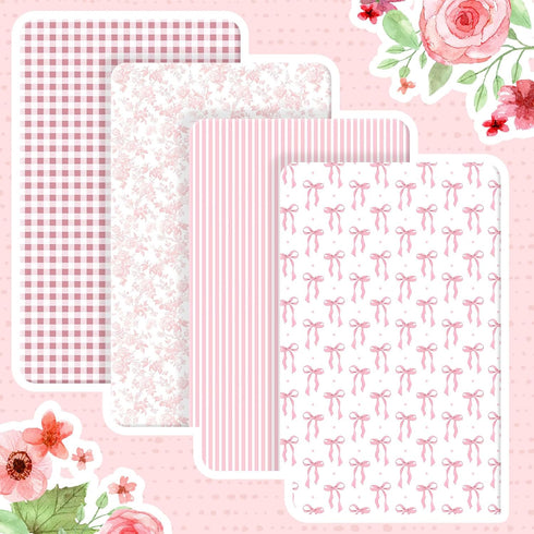 4 Pack Set 52'' 28" Peryiter Crib Sheets Girl Soft Baby Bed Sheet x Nursery Crib Sheets for Standard Bed for Nursery