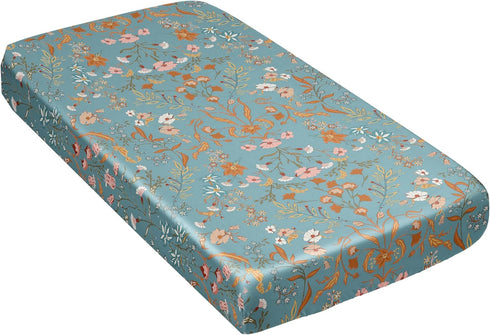 Sweet Jojo Designs Boho Wildflower Vintage Floral Girl Baby Satin Fitted Crib Sheet Infant Newborn Nursery Toddler Bed