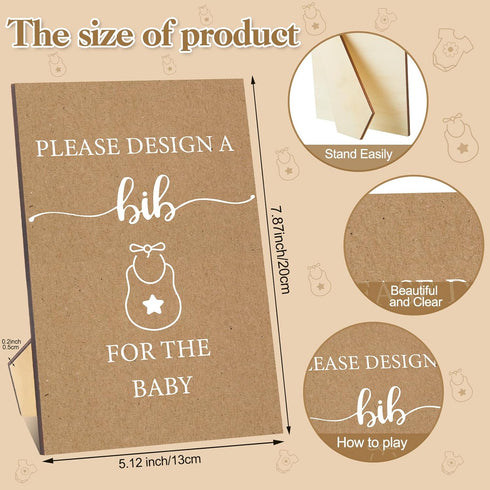 100 50 25 24 1 Panitay Pcs DIY Baby Bibs Decorating Kit White Bibs Stencils Markers Baby Shower Game Sign