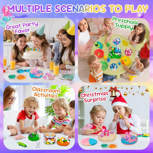 8-Pack JOY SPOT! Play Dough Jars, Reusable Sensory Play Kit for Kids, Non-Toxic, Educational Creative
