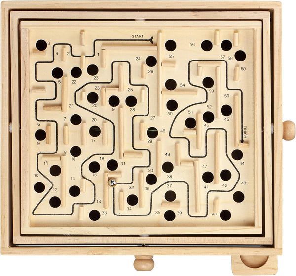 STERLING Games Large Wooden Labyrinth, 13.5" x 13" Marble Ball Tilt Maze Game for Ages 6 and Up