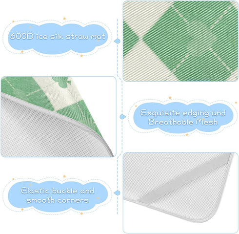 SyXIOP 28" 52" Greem Beige Poker Cooling Baby Waterproof Crib Mattress Cover x Ultra Soft Pee Pads for Kids, Adult