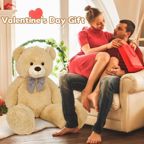 MorisMos Giant Teddy Bear Stuffed Animal 4FT, Large Brown Plush for Kids, Girlfriend Gift