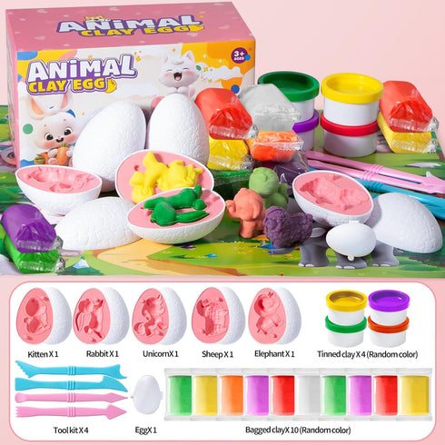 Sets 3-5, 5 3D DOLIVE Rabbit Playdough for Kids Ages Animal Toys with Adventure Map, Toddler Easter Basket Stuffers