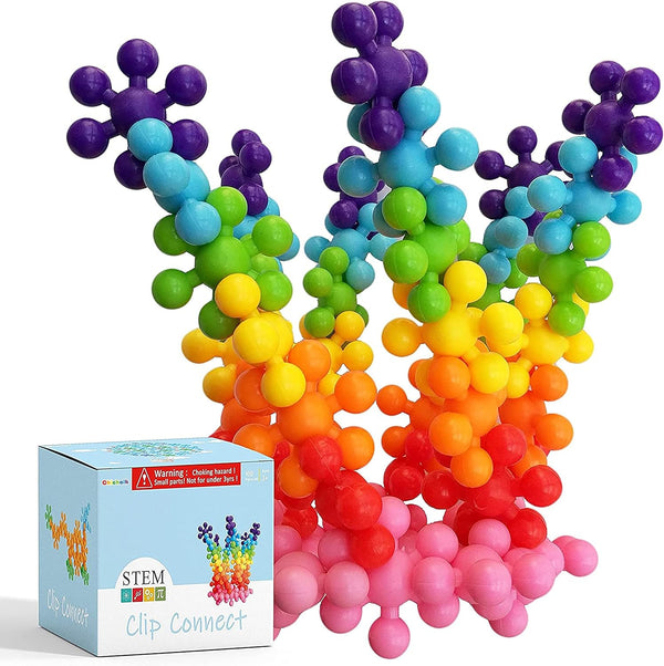 Clip Connect 100 Pieces, Diameter 1.5", Interlocking Solid Plastic Building Blocks Set for Early STEM Education