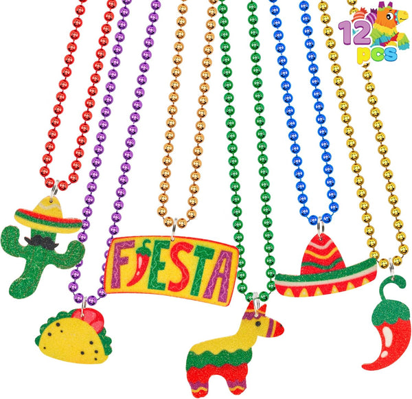 JOYIN 12 PCS Cinco de Mayo Fiesta Necklaces, Bead Mexican Birthday Party Favors & Decorations