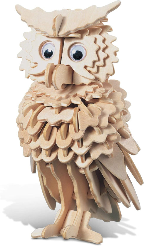 Puzzled 3D Puzzle Owl Wood Craft Model Kit, Fun & Unique Educational DIY Wooden Toy, 146 Pieces Pack to Build & Paint