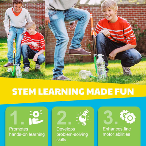 Green Science - Green Rocket - STEM Rocket Launcher for Kids - Build & Launch a Recycled Rocket with Air Pressure