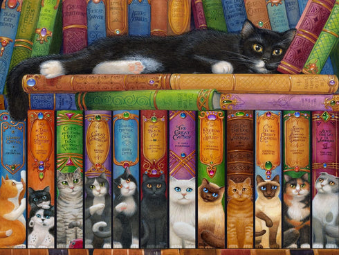 Vermont Christmas Company, Bookshelf Cat Jigsaw Puzzle, 500 Piece