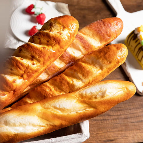 Joeabor 4pcs Set, Artificial Bread Realistic Fake Food for Display, Fake Bread for Decoration, Faux Baguette Food Props