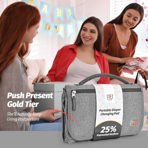 PZU Portable Diaper Changing Pad - Changing Pad Portable with Wipes Pocket, Waterproof Diaper Changing Mat, Portable