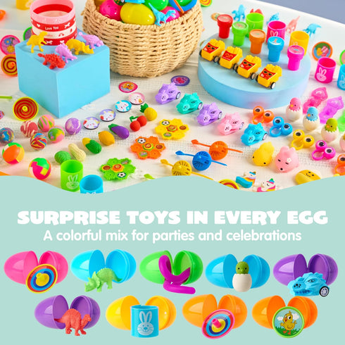160 JOYIN PCS Prefilled Easter Eggs with Assorted Toys for Easter Egg Hunt Supplies, Basket Stuffers, Classroom Prizes