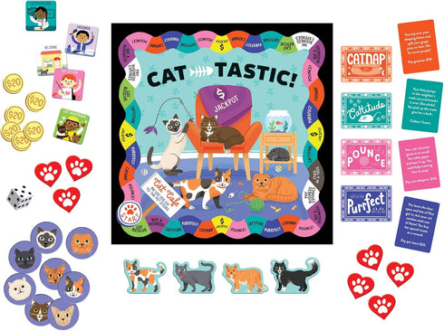 Mudpuppy Cat-tastic! Board Game – Exciting Cat Board Game for 2-4 Players, Teaches Real Life Cat Caring Skills – Ideal for ages 6+ – Great Cat Lover’s Gift Idea, Multicolor