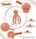 DolliBu Orange Octopus Super Soft Stuffed Animal, Cute Realistic Plush Toys for Girls, Boys, Adults - 15 Inches