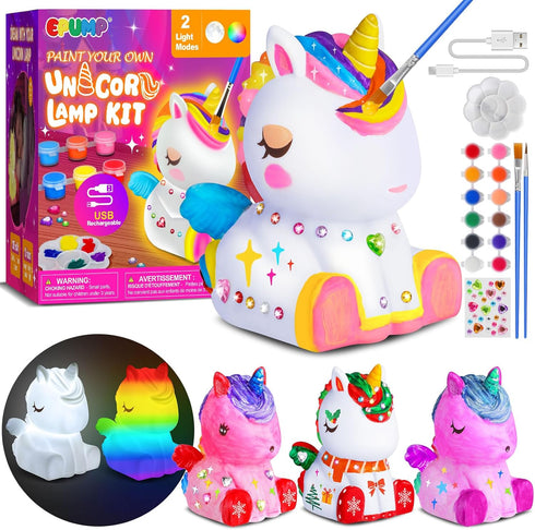 EPUMP Paint Your Own Unicorn Lamp Kit - Rechargeable 1200mAh Night Light