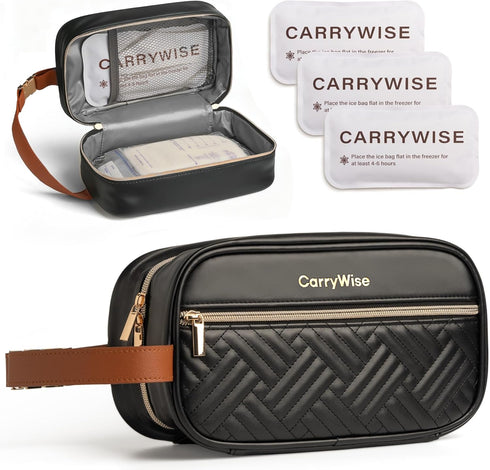 CarryWise Black Breast Milk Cooler Bag Large Capacity, Keeps Milk Cold 8+ Hours,