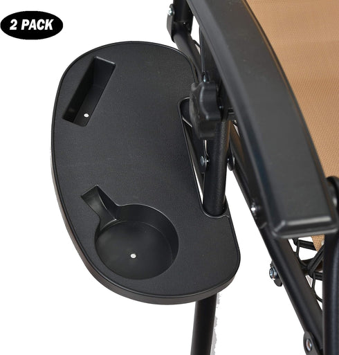 2 C-CHAIN Universal Zero Gravity Chair Tray, Cup Holder Tray for Fold Lounge Chair, Cup Holder with Water Cup Slot