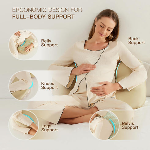 COZYREST 100% Pregnancy Pillow for Sleeping, Washable TENCEL Lyocell Cover, Adjustable Travel Wedge Pillow for Side