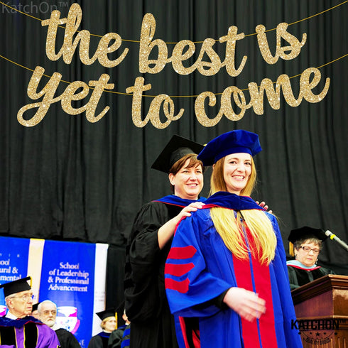KatchOn Glitter The Best is Yet to Come Banner, 10 Feet Gold Congratulations Banner for Graduation Decorations 2025