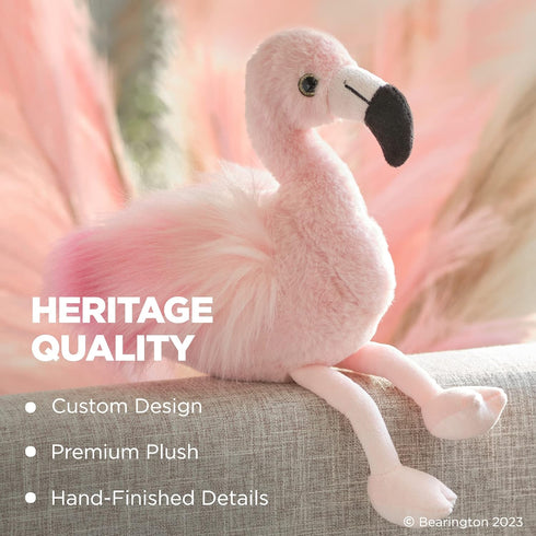Bearington Flamingo Stuffed Animal: 8.5 Inches Pink Plush Faux-Fur with Realistic Details - Perfect Birthday Gift for