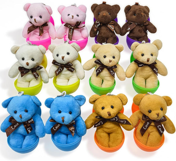 Abakuku 12 Pcs Prefilled Easter Eggs Plush Toy,3.15in Bright Colorful Eggs Prefilled with