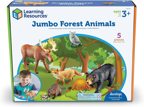 Learning Resources Jumbo Forest Animals - 5 Pieces, Kids Play Animal Figures, Ages 3+, Preschool Learning Toys, Zoo