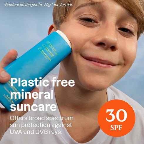 30, 0.7 ATTITUDE Mineral Face Sunscreen Stick for Kids, SPF EWG Verified, Plastic-Free, Broad Spectrum UVA/UVB