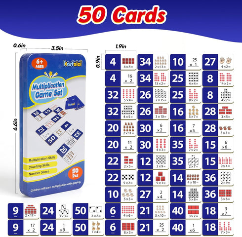 Multiplication Dominoes Set, Math Manipulatives Games for Kids, Learning Activities for Preschool and Kindergarten