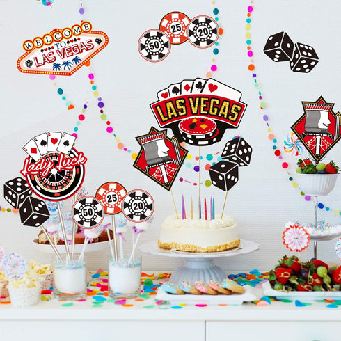 60 Pieces Casino Centerpiece Sticks Decorations - Las Vegas Party Table Toppers