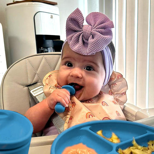 TalkTools ITSY Tiny Silicone Spoons Twin Pack - Soft Self-Feeding Training Spoons for Kids & Toddlers (Ocean)