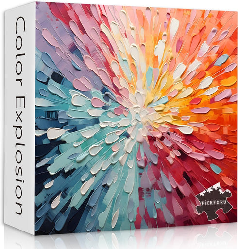 Impossible Puzzles for Adults, 1000 Piece Colorful Hard Puzzles, Gradient Rainbow Art Painting