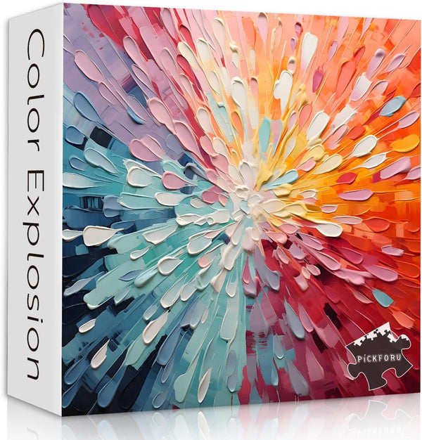 Impossible Puzzles for Adults, 1000 Piece Colorful Hard Puzzles, Gradient Rainbow Art Painting