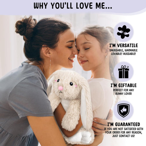 1.5 lb Cozy Bunny Microwavable Stuffed Animal Unscented Heating Pad Plush, Soft Bunny Toy for Relaxation and Comfort