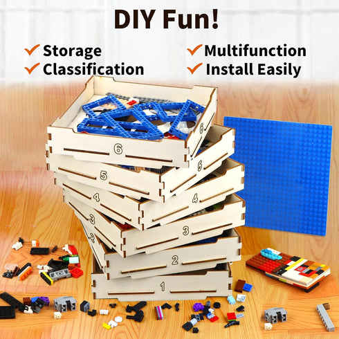 6 Tray Sorter Sifter Box for Lego, Storage Sorter Brick for Building Blocks, Gift for Lego Lover Teens and Adults