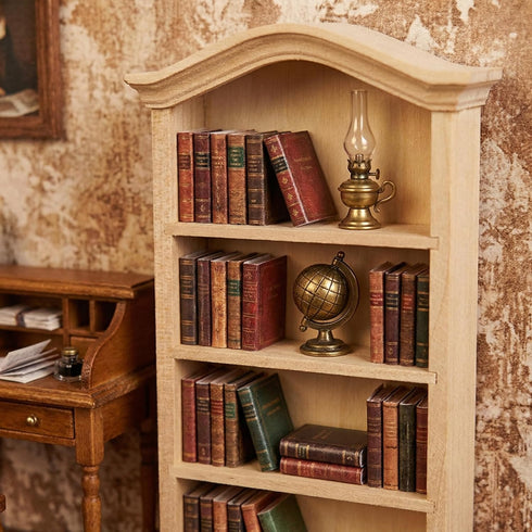 1/12 Dollhouse Wooden Bookshelf, Mini Furniture Doll Display Case Miniature Cabinet Shelf Fairy Scene Bookcase