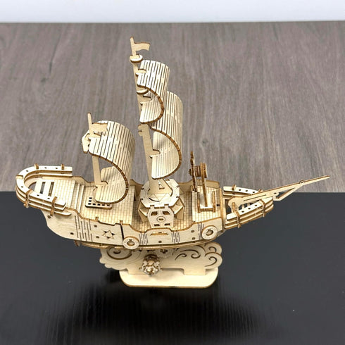 MPIUET 3D Sailboat 3D Wooden Puzzle for Adults, Sailship Model Kits to Build, Jigsaw Brain Teaser Puzzles, No Glue