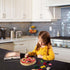 Playset 4 140 3-in-1 Let's Make a Pizza - Pretend Food with Wooden Pie Slices, Felt Toppings, Wood Roller