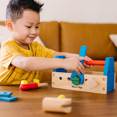Melissa & Doug Take-Along Tool Kit, Wooden Construction Toy, 24 pcs, Multicolor, 10.0 x 5.55 x 4.75