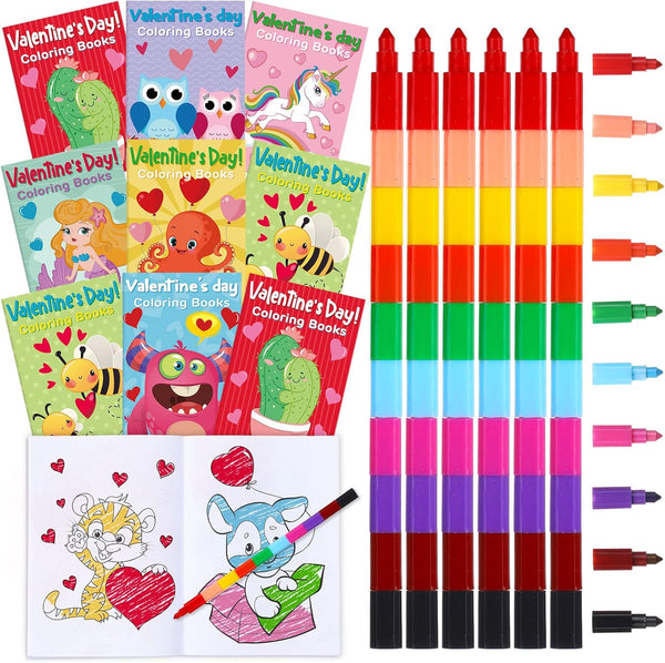 Funrous 28 Pcs Valentine's Day Coloring Books for Kids Bulk with 28