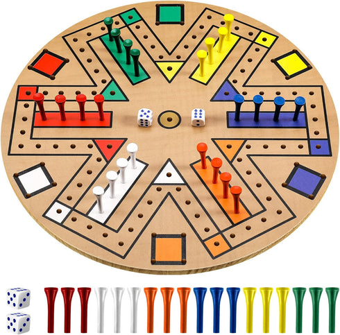 Kathfly Fast Track Board Game Set for 3-6 Players with 24 Pieces and 2 Dice, Fast Track Game Night