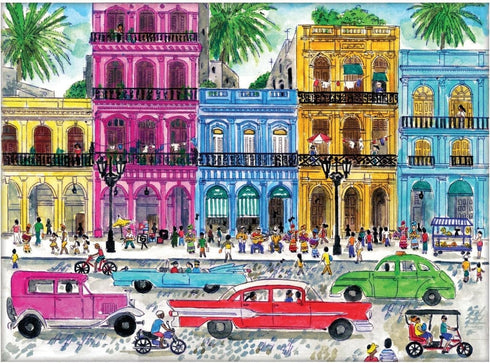 Galison Michael Storrings 1000 Piece Cuba Jigsaw Puzzle for Adults and Families, Illustrated Art Puzzle with Cuban Art Deco Scene