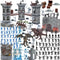 Medieval Castle Knight Toy Soldier Figures - DIY Castle Building Toy with 2 Dragons, 2 Bridges, and Storage Bag