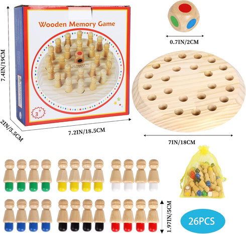 TOWO Wooden Memory Games for Children - Family Board Games for Kids and Adults -Wooden Mind Games for 3 years old- Wooden Educational Toys