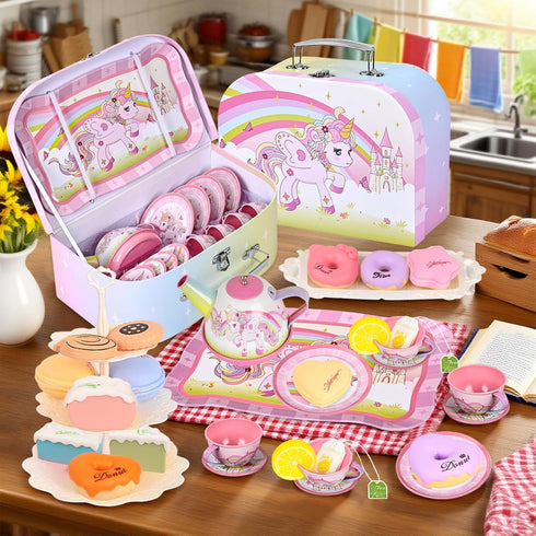 Set Girls,39 Set Set 3 4 5 6 7 8 Tea Party for Little Pcs Unicorn Tea Toys with Dessert,Cake