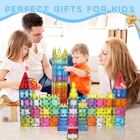 100PCS Set, 4D 3 4 5 6 7 8+ Paaxido Magnetic Tiles, Magnetic Blocks Diamond Magnet Building Blocks, STEM Preschool