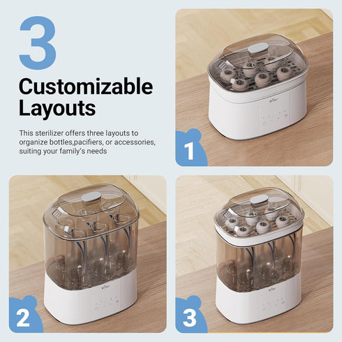 2 Bear Bottle Sterilizer and Dryer, Layers Large Electric Steam Baby Bottle Sterilizer, Fast Bottle Sanitizer and Dryer