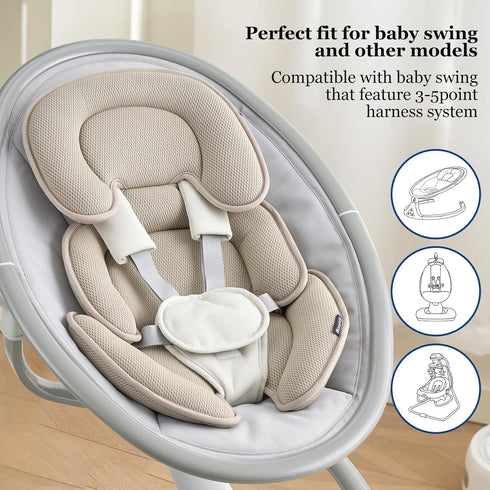 Beige Infant Car Seat Insert - Head and Body Support Pillow