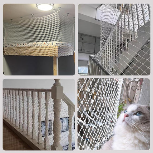 Safety Rope Net for Child Stairs - Balcony Playground Netting, Polyester White Decor Net (4mm, 3X0.5m)