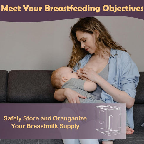 Nelspen Freeze Organizer for Breast Milk Storage Bag, Highly Clear Acrylic Container Storing System for Freezing
