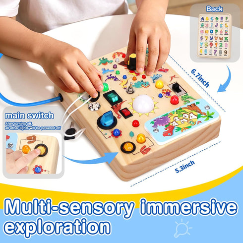 1-3 Grarain Busy Board for Toddlers - Montessori Educational Toy for Year Old Boys & Girls | Travel-Friendly Sensory